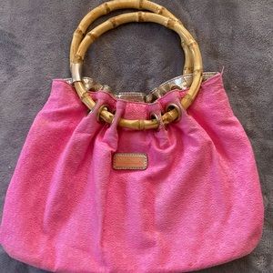 Pink Lilly Pulitzer Bag with Bamboo Handles (GUC)